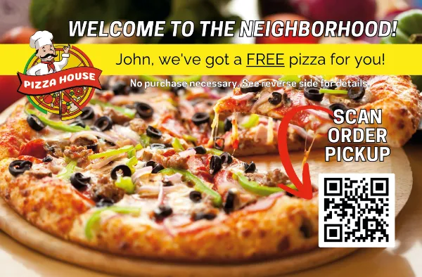 Free Pizza New Mover List Direct Mail Postcard