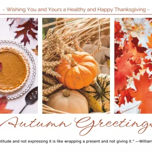 Autumn Greetings Thanksgiving Postcard – First Class